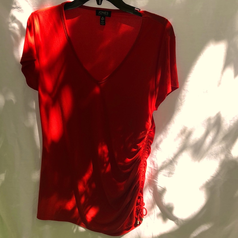 Jones New York short sleeve, orange/red ss shirt.